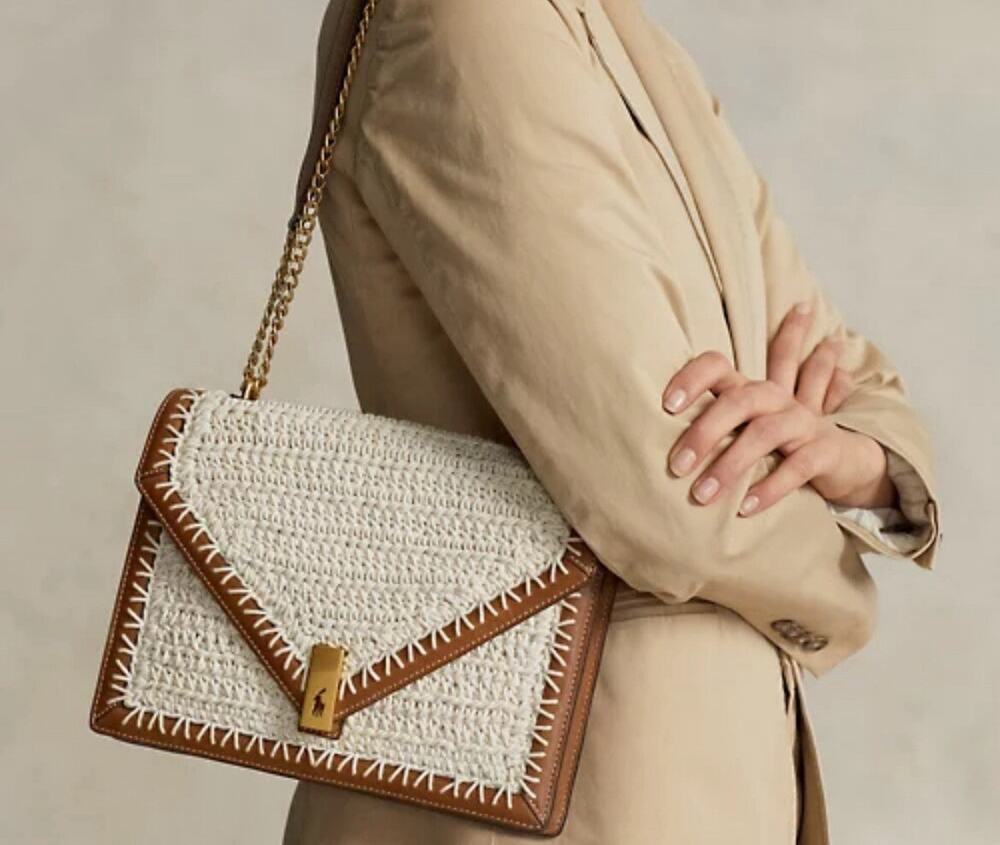 Polo Ralph Lauren ID Crochet Envelope Bag Hand Crafted Artisanal Technique
